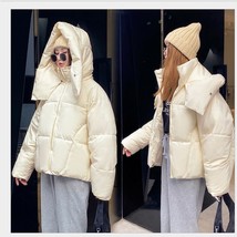 2023 winter new Korean style fluffy hooded bread down jacket women thick loose s - £41.85 GBP