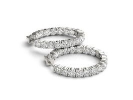 Double sided 3CT diamond hoop earrings 14k white gold/Diamond statement earrings - £8,366.93 GBP