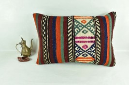 Kilim Pillow Cover 16x24 Tribal Vintage Turkish Carpet Lumbar Pillow Cover 3111 - $22.98