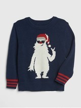 Gap Toddler Boys Snow Monster Navy Crew Neck Long Sleeve Intarsia Sweater 4 4T - £21.41 GBP