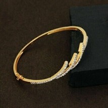 3Ct Rund Schliff Armreif Armband Künstlicher Diamant 14K Gelbgold Versilbert - £162.07 GBP
