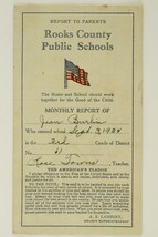 Vintage Paper Ephemera Rooks County Public School Report Card Burlin 1934 - £7.55 GBP