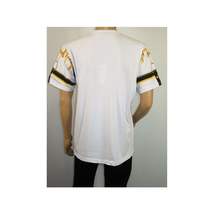 Men LAVERITA European Fashion Crew Shirt Rhine Stones Chain Floral 12085 White image 10
