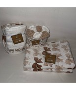 NWT Deborah Connolly 12 Piece Velour Cotton Bath Towel Set White Brown T... - €99,45 EUR