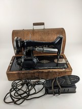 Singer Sewing Machine 1928 AC434300 B.U. 7-E Antique With Box For Parts Repair - $148.48
