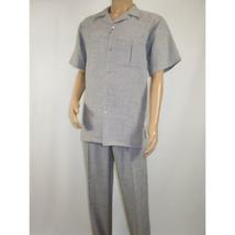 Men 2pc Walking Leisure Suit Short Sleeves By DREAMS Fancy 277-35 Steel Gray image 3
