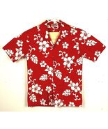 Vtg PACIFIC LEGEND Hawaiian Shirt-Sz. S-Red-Floral-Cotton-USA - $26.25