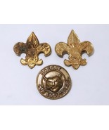 Lot of 3 Vintage Boy Scouts Pins, 2 Brass Fleur De Lis, 1 Bronze Bobcat,... - $20.07 CAD