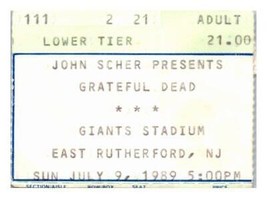 Grateful Dead Konzert Ticket Stumpf Juli 9 1989 Giants Stadium Neu Jersey - £39.46 GBP