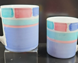 2 Caleca Color Blocks Mugs Vintage Pastel White Table Ware Coffee Cups I... - $56.30