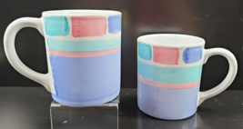 2 Caleca Color Blocks Mugs Vintage Pastel White Table Ware Coffee Cups I... - £44.28 GBP