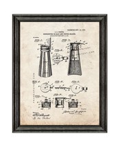 Salt and Pepper Shaker Patent Print Old Look with Black Wood Frame - $24.95+