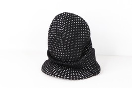 NOS Vintage 90s Streetwear Womens Brimmed Knit Winter Beanie Hat Cap Black - £23.26 GBP