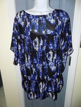 MADISON  Blue/Black/White Striped Printed Blouse W/Tank Size XL Women&#39;s NEW - £23.07 GBP