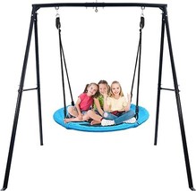 440Lbs Swing Set With 40 Inch Saucer Tree Swing And Heavy Duty A-Frame M... - $315.99