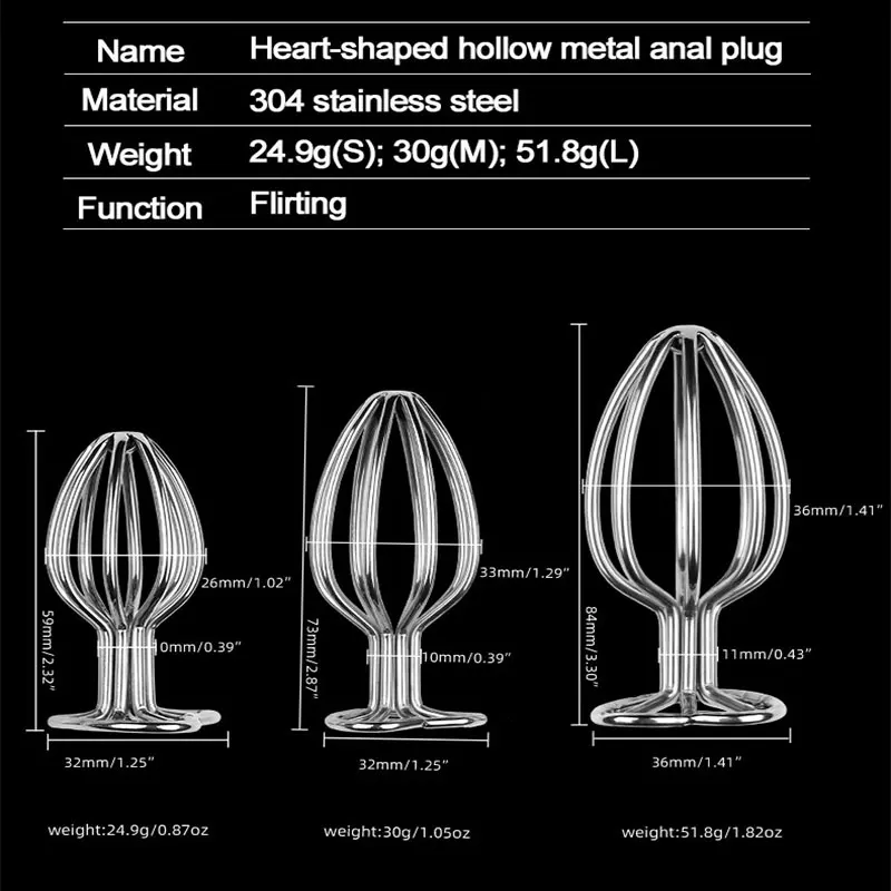Play Hollow Heart-Shaped-Base Design Fetish Mature Toy Home Set Metal Mature Toy - £23.17 GBP