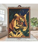 Tiger Woven Throw Blanket 100% Cotton Vintage Charm Bold Soft Tiger Design - $52.79+
