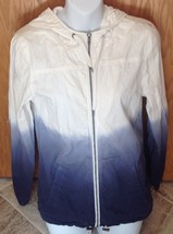 Zine Ladies Small Summer Jacket Blue White Ombre Zip Hood - £10.12 GBP