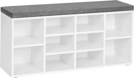 The Vasagle Shoe Bench In White And Gray Ulhs10Wt Is A Cushioned Storage Bench - £77.88 GBP