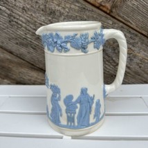 Wedgwood Embossed Queen’s Ware Blue On Cream Small Trojan Jug 5.5” - £26.00 GBP