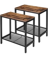 HOOBRO Side Tables Set of 2 Narrow Nightstands Industrial Metal Frame Me... - $111.37 CAD