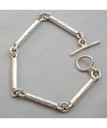 FAB Modernist MCM Hammered Tubular Link Sterling Bracelet Chain Hallmark... - £188.34 GBP