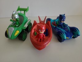 Disney, PJ Masks Toy Figures &amp; Vehicles Lot, Gekko Mobile,Cat Car,Owlette Glider - £12.58 GBP