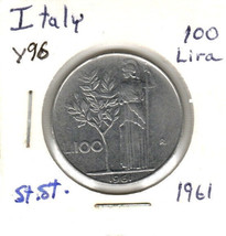 Italy 100 Lire, 1961 Stainless Steel, KM 96 - £2.34 GBP