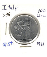Italy 100 Lire, 1961 Stainless Steel, KM 96 - £2.35 GBP