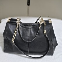 Coach Madison Caroline Satchel Black Textured Leather Purse Bag 25245 - $3,164.38 MXN