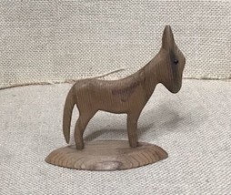 Wood Donkey Figurine Bead Eye Thin Animal Pedestal Rustic Primitive Ligh... - $11.88