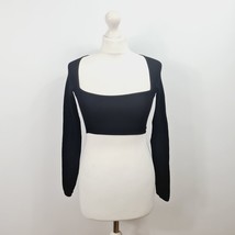 Urban Outfitters - NEW - Long Sleeve Square Neck Crop Top - Black - XS / S - £14.84 GBP