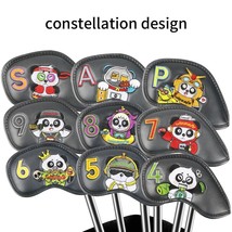 Golf   Clubhead Protector PU Leather Black  Embroidery 9 Pcs/Set 4/5/6/7/8/9/P/A - £92.82 GBP