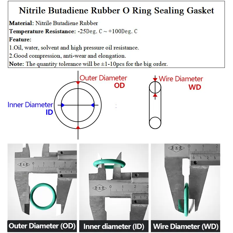 Sporting 10/50pcs NBR O Ring Seal Gasket Thickness CS m OD 10~80mm Nitrile Butad - £23.84 GBP