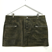 Mango - NEW - Worn-Effect Leather Skirt - Brown - XL - £22.09 GBP