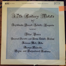 17th Century Motets Malcolm Pears Record Harpsichord Buxtehude Purcell Schutz Lp - £14.75 GBP