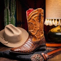 TUCSON Genuine Caiman Belly Skin Cowboy Boot from the Western Collection Aged Ma image 8