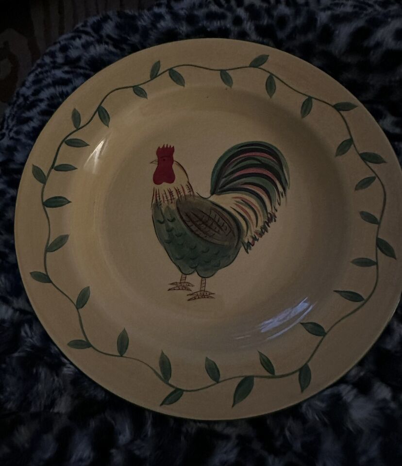 Pfaltzgraff Napoli Rooster Salad Plate 9&quot;  Hand Painted Yellow Multicolo... - $19.51