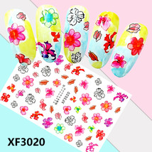 Nail Art 3D Decal Stickers pink purple white green flower XF3020 - £2.56 GBP