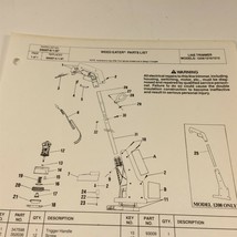 1987 Weed Eater Model 1208 1210 1212 Line Trimmer Parts List 66667 8/1/87 - $14.99