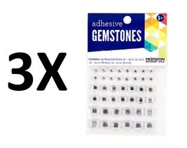 49 Pack Assorted Size Adhesive Square Craft Gemstones (3 packs) - $6.26