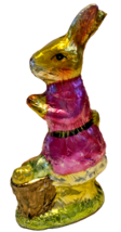 Easter Girl Bunny Rabbit Gold Faux Foil Chocolate Eggs Figure Statue Spring - £34.69 GBP