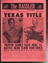 Rassler- Wrestling Match Program 9/14/1965-Northside Coliseum-Fort Worth TX-P... - £45.94 GBP