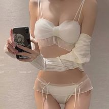 Lace mesh Bras Bow Girl Underwear Brassiere Women Lingerie Sexy Sweet Cu... - £20.79 GBP+
