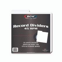 12 packs of 25 (1 Case of 300) BCW 45 RPM White Record Dividers - £111.23 GBP