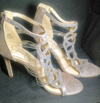 Jessica Simpson Women&#39;s Jyanni Gold Jeweled Stiletto Heel Gladiator Sand... - $19.79