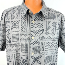 Island Shores Hawaiian Aloha XL Shirt Tapas Geometric Dark Gray Tropical - £39.95 GBP