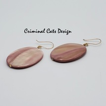 Mother of Pearl Earrings in Mauve with Bronze Hooks, Hand Made  image 5