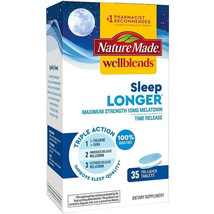 Nature Made Wellblends Sleep Longer, Melatonin 10mg, 35 tri-layer Tabs Exp 05/24 - £6.34 GBP