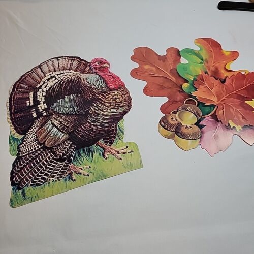 Vintage Eureka Turkey Thanksgiving Autumn Die Cut Cardboard Cutout Decoration - $17.18